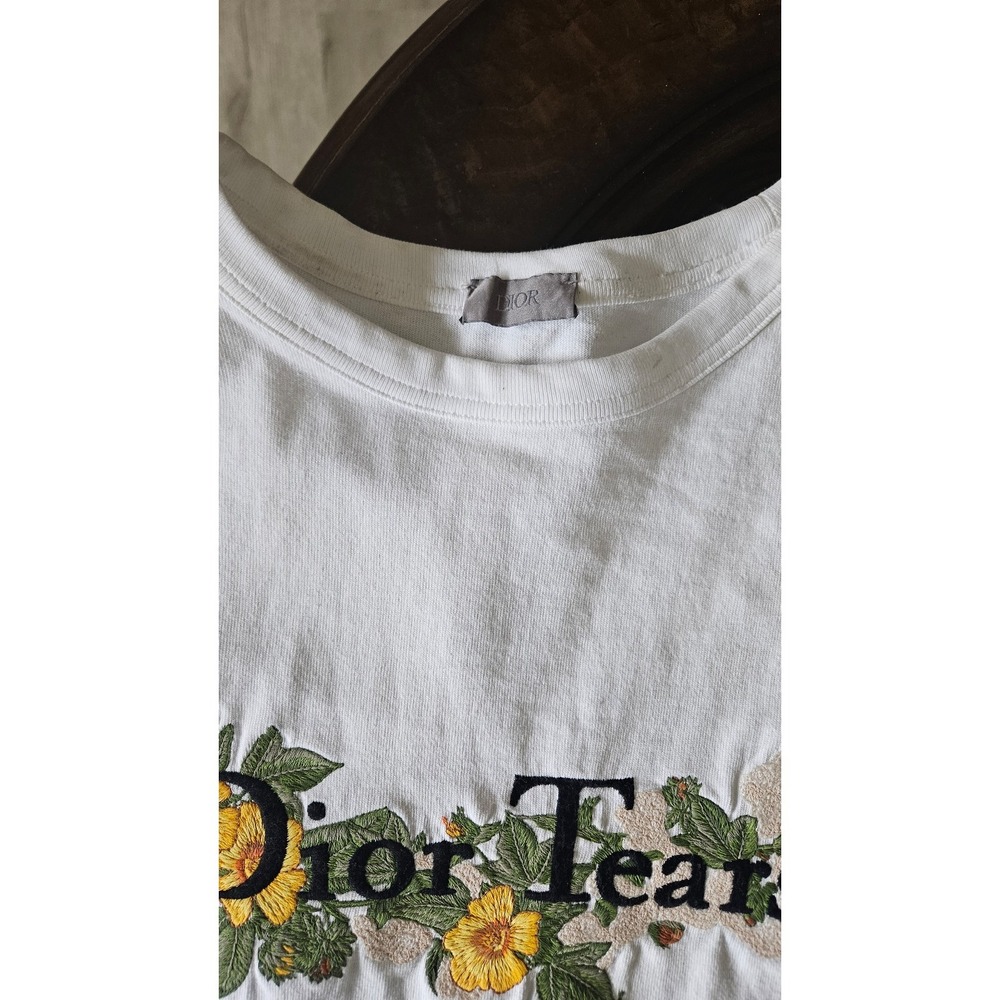 ShirtDior x Denim Tears Embroidered Logo Flower Design T Shirt Used - Picture 4 of 12